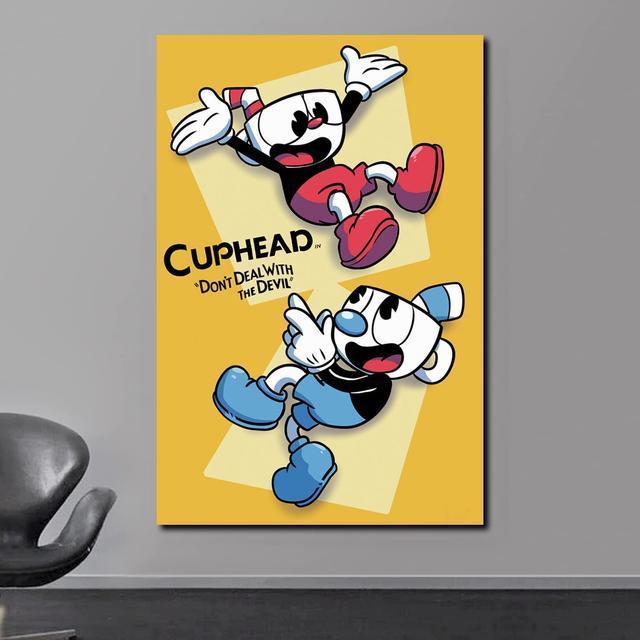 Cuphead cartaz dos desenhos animados anime jogo personagem arte da parede  hd imagens pintura em tela